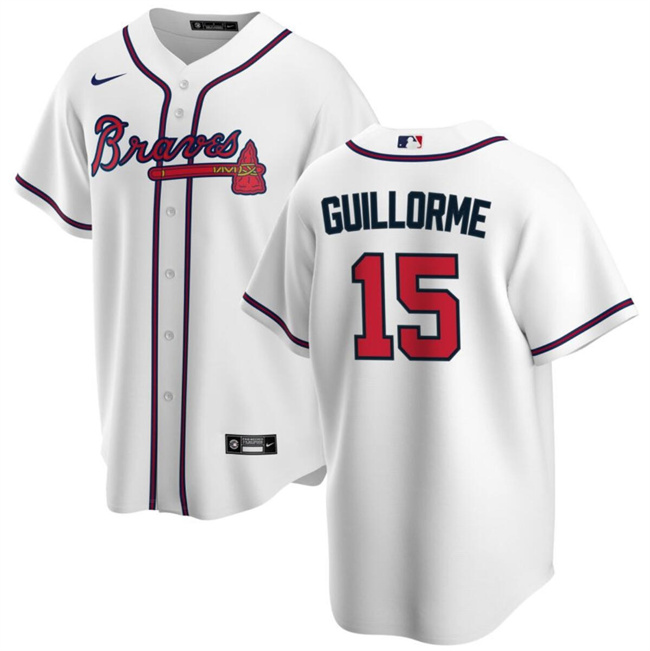 Men's Atlanta Braves #15 Luis Guillorme White Cool Base Stitched Baseball Jersey